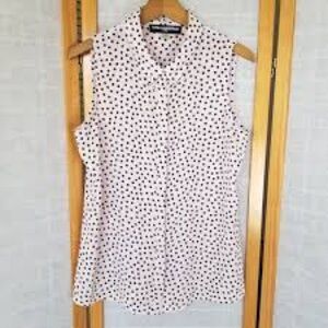 Karl Lagerfeld Blush and Black Polka Dot Blouse